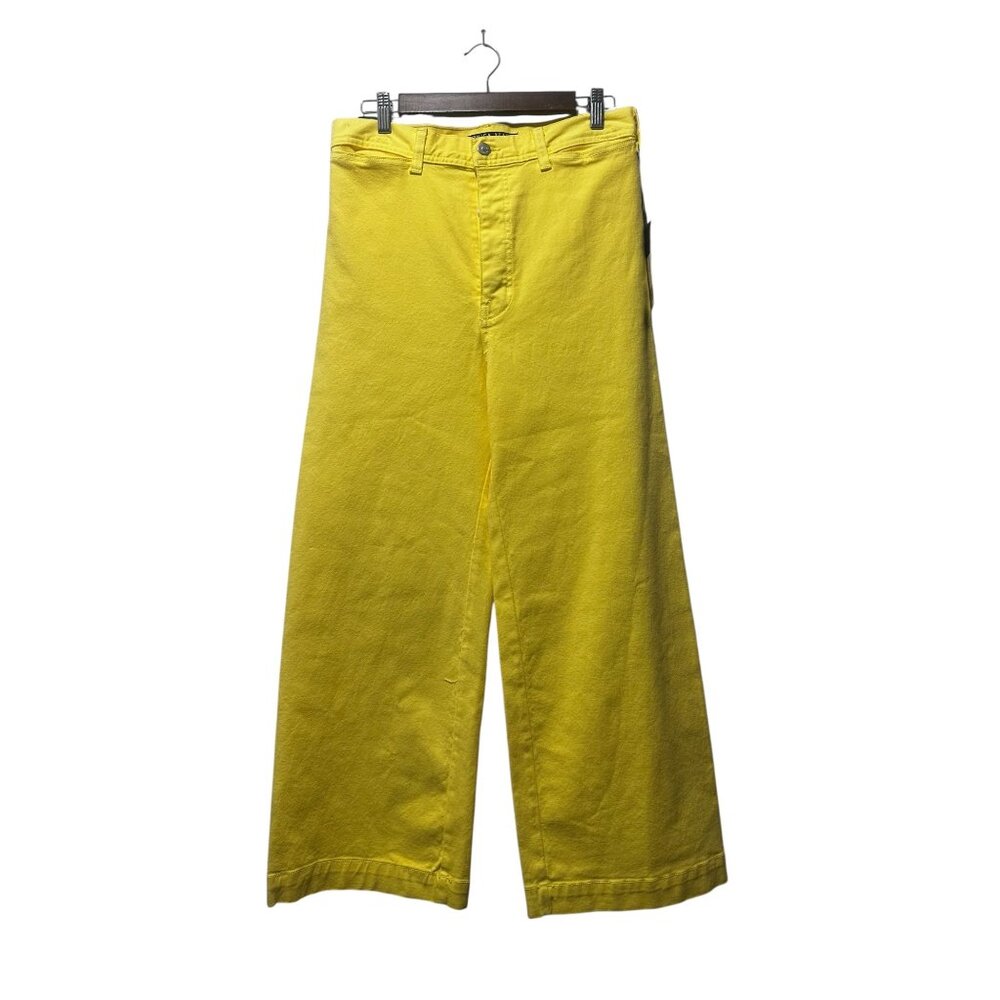 Veronica Beard Cynthia Crop Wide Leg Jeans Womens 30 Yellow Button Fly High Rise - Picture 3 of 15